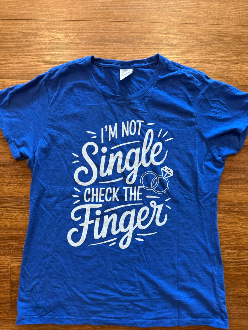 I'm Not Single Check The Finger Blue Graphic Tee
